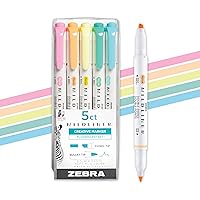 Zebra Pen Mildliner Double Ended Highlighter Set, Broad and Fine Point Tips, Assorted Fluorescent Ink Colors, 5-Pack