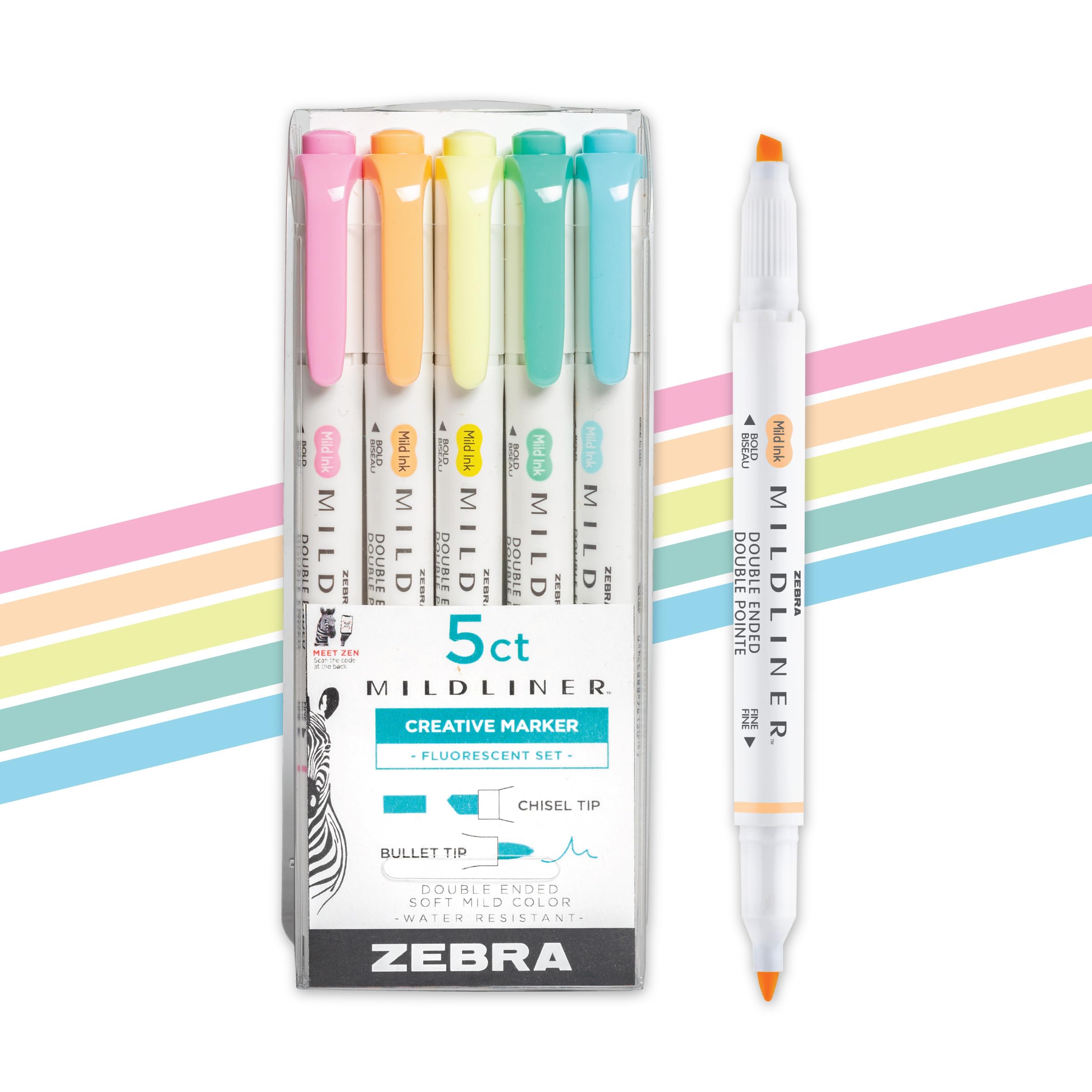 Photo 1 of Zebra Pen Mildliner Dual-Tip Highlighter Set, Broad and Fine Point Tips, Ideal for Bible Highlighting, No Bleed, School Supplies and Teacher Supplies, Assorted Fluorescent Ink Colors, 5-Pack (78105)