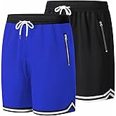TAKESONG Men's Basketball Shorts.Breathable, Stretchy, Quick-Dry with Zipper Pocket