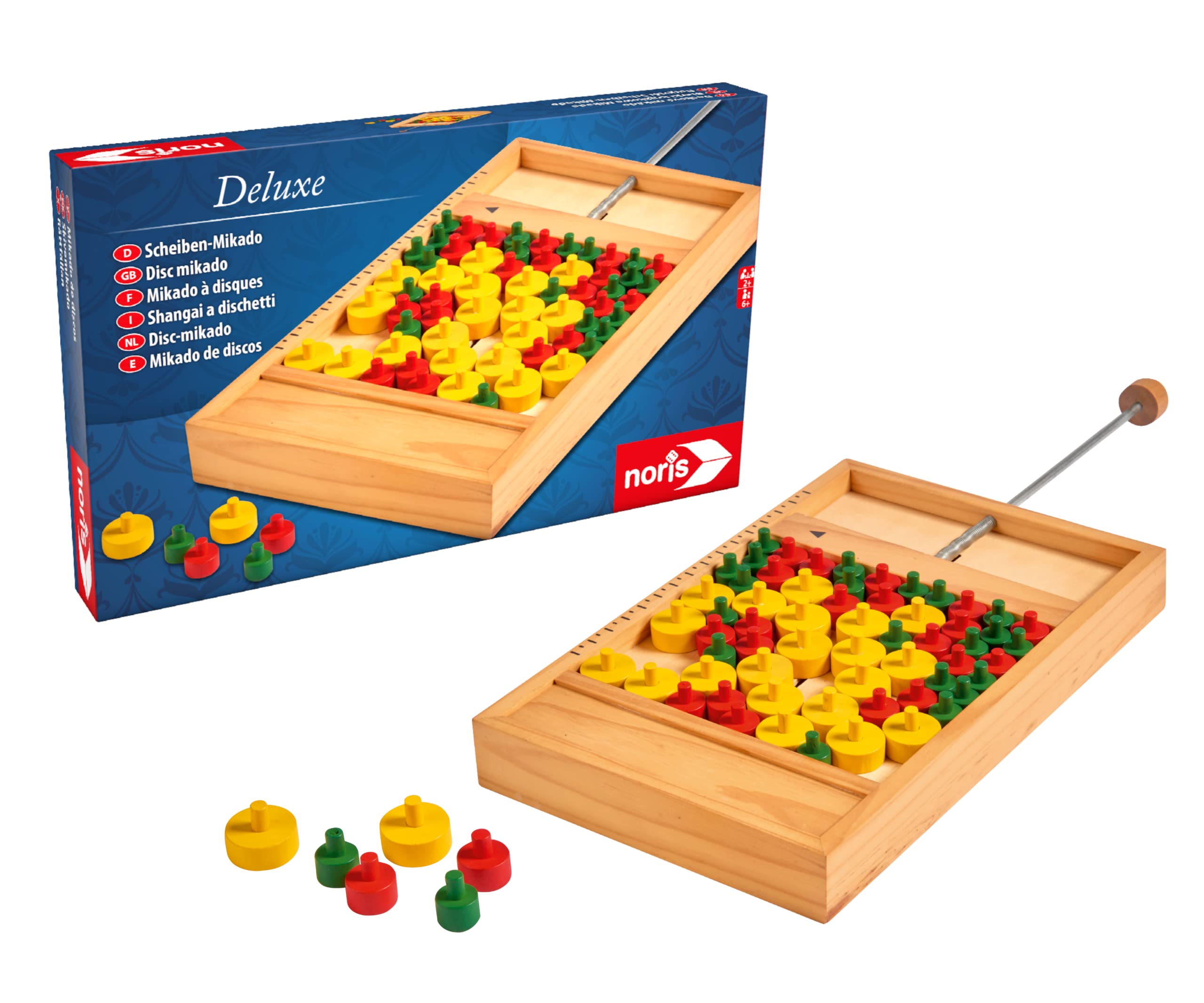 Noris Mikado 606101929 Deluxe Discs - The Somewhat Different Classic Game for Children from 6 Years and Adults - with Wooden Play Material