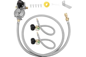 WODHMIE 2 Tank 2 Stage Auto Changeover Gas Regulator, RV Regulator with Dial Liquid Level Gauge, 18in Stainless Steel Hose an