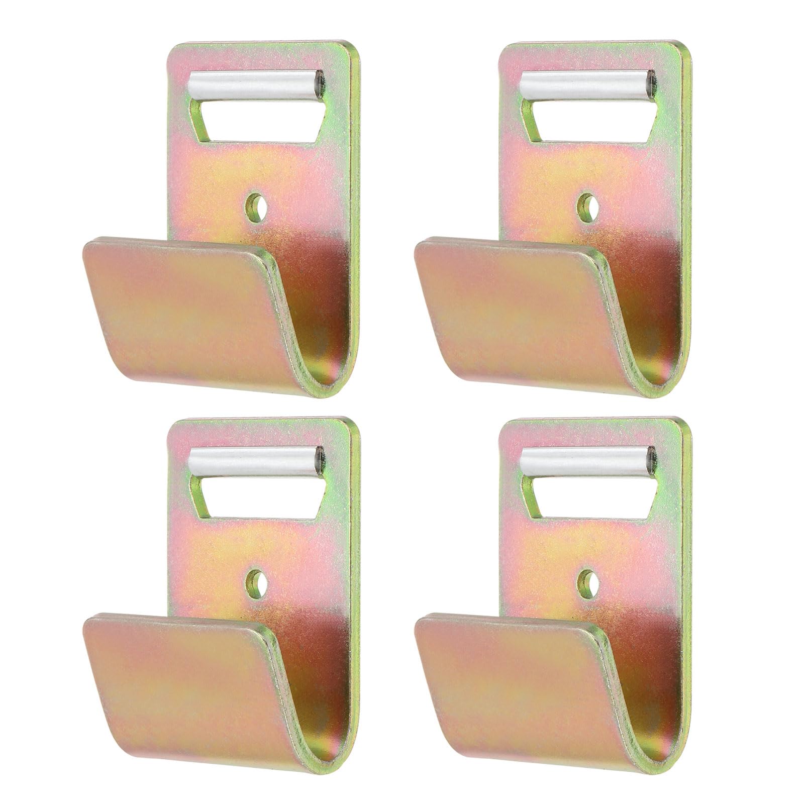 PATIKIL 4 Pack 5mm Ratchet Steel Plate Hook Load 7717 LBS for Tie Down Strap Webbing on Car Truck Trailers Towing Strap, Gold