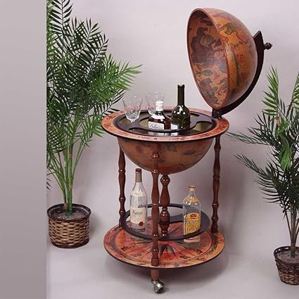 Pharao24 Globus Bar in Braun mit Flaschenhalter: Amazon.de: Küche