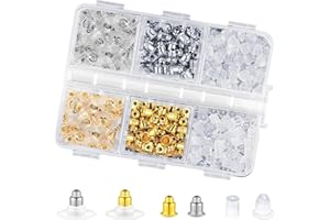 Earring Backs, 500 Pcs Earring Backs for Studs, Clear Silicone and Metal Earring Backings Stopper for Stud Post Fishhook Heav