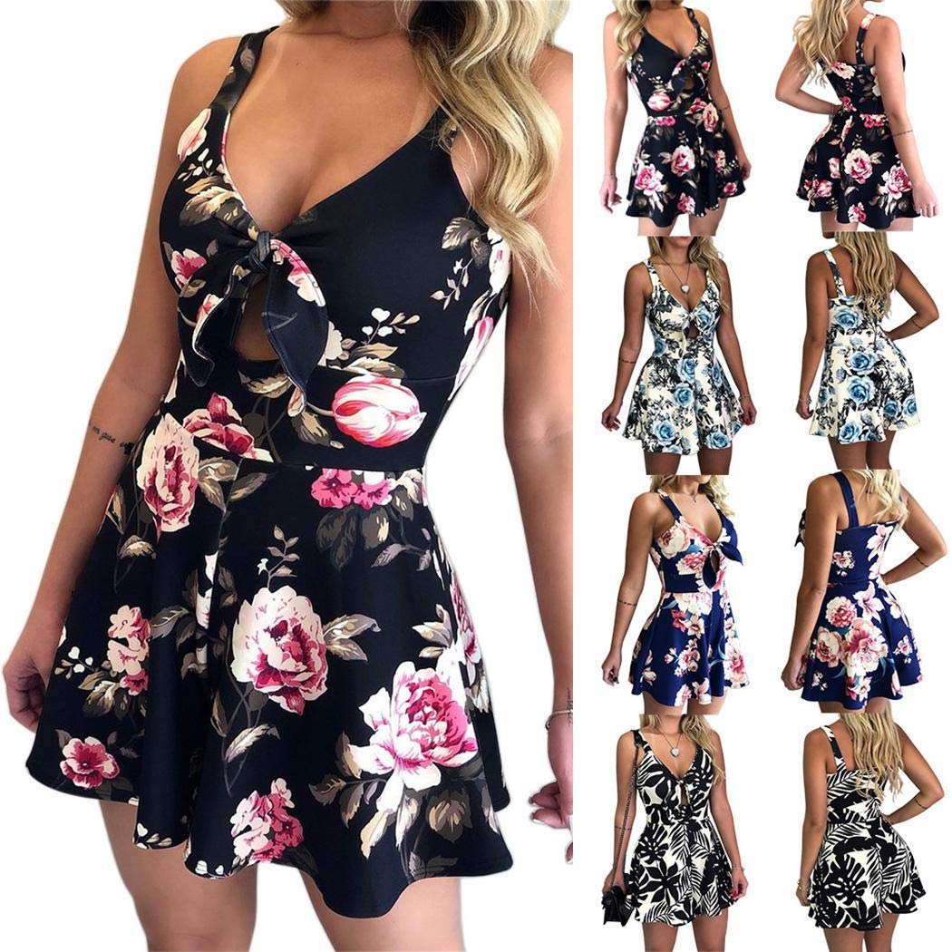 UpBeauty Women Casual Spaghetti Straps Sleeveless Prints Jumpsuit Jumpsuits & Rompers White