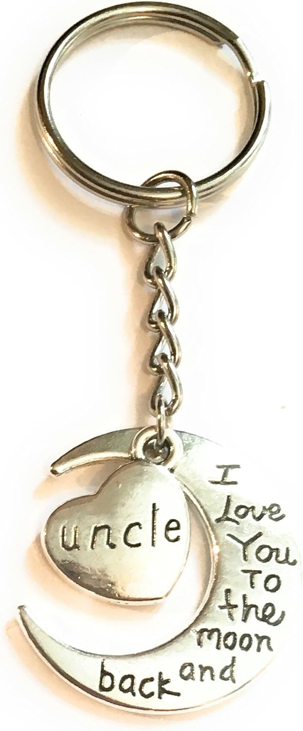 FizzyButton Gifts Keyring Uncle I love you to the moon and back silver tone charm key ring