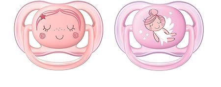 Philips Avent Ultra Air Pacifier for Girl, 0-6 Months, Pink Fashion Decos, 2 Pack, SCF345/20