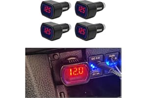 Suvnie 4 PCS Car LED Cigarette Lighter Voltmeter, DC 12V 24V Battery Voltage Digital Panel Meter, Universal Auto Electric Vol