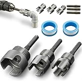 3PCS PVC Pipe Threader Kit, Integrated Internal &amp; External Pipe Threading Tool for 1/2", 3/4" &amp; 1" PVC/Plastic Pipes, PVC Threader for Drill, 4 in 1 Water Pipe Thread Cutting Tool with 2 PTFE Tapes
