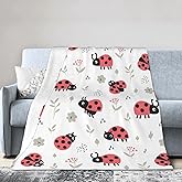 Ladybug Cute Ladybird Throw Blanket Super Soft Warm Bed Blankets for Couch Bedroom Sofa Office Car, All Season Cozy Flannel Plush Blanket for Girls Boys Adults, 60"X50"