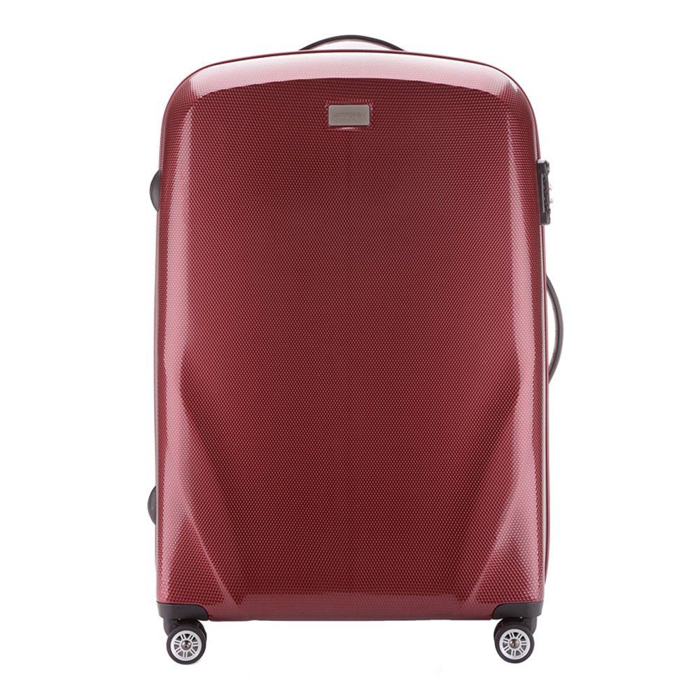 WITTCHEN PC Ultra Light Hard Luggage Travel Suitcase Trolley Suitcase Large Suitcase Polycarbonate Suitcase Four Wheels TSA Combination Lock Aluminum Telescopic Handle Size L Dak red