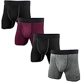 Reebok Mens Boxer Briefs - 4 Pack Stretch Performance Boxers for Men with Functional Fly, 6" Inseam Mens Underwear Boxers