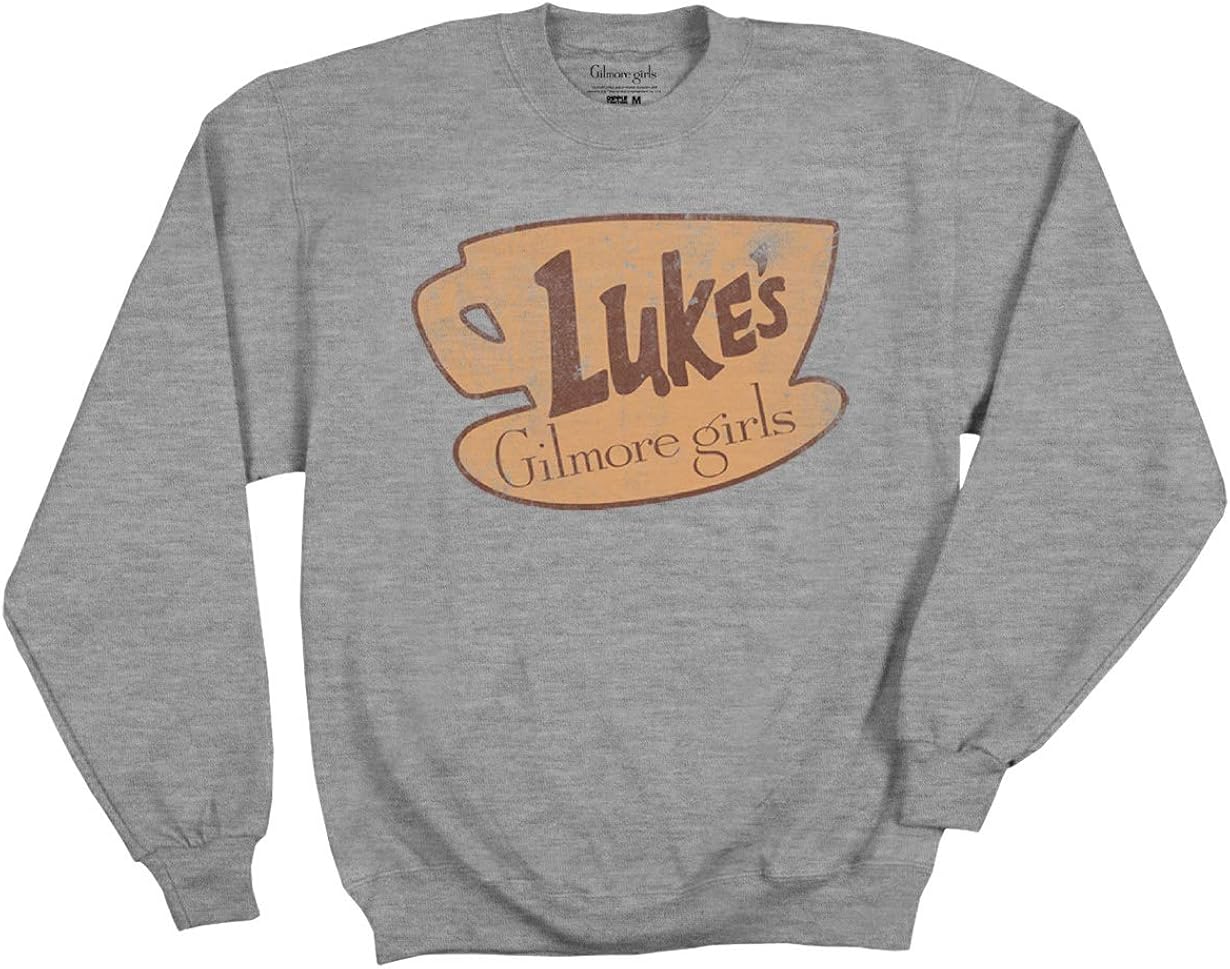Ripple Junction Gilmore Girls Adult Unisex Vintage Luke's Coffee Logo Fleece Crew Sweatshirt: Clothing
