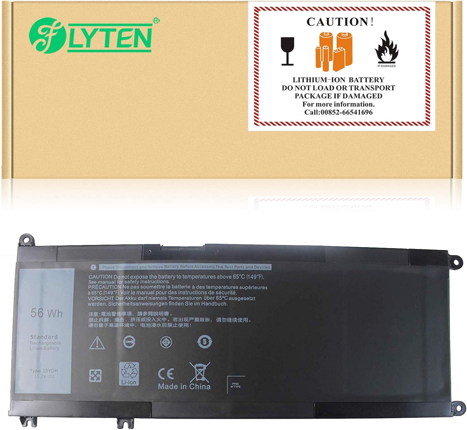 FLYTEN 33YDH Battery for Dell Inspiron 17 17-7778 17-7779 Laptop P30E P30E001 81PF3 081PF3 PVHT1 0PVHT1 15.2V 56WH