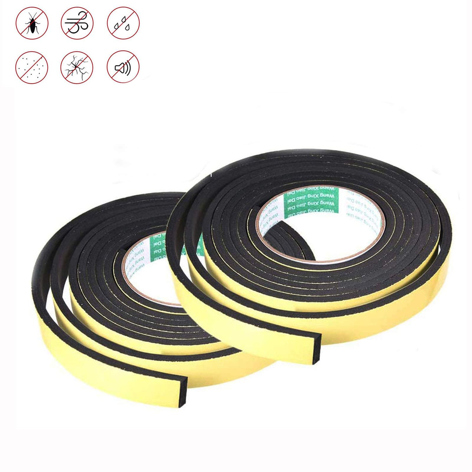 ho high-Density Sponge Insulation Tape,Used for Window Waterproofing,Pipe Cooling,Door Sealing Strip,Industrial Tape (3mm * 10mm * 5m) 2 Rolls
