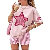 SweatyRocks Girl's Star Graphic Tee Tops Casual Summer Short Sleeve Crew Neck T Shirts