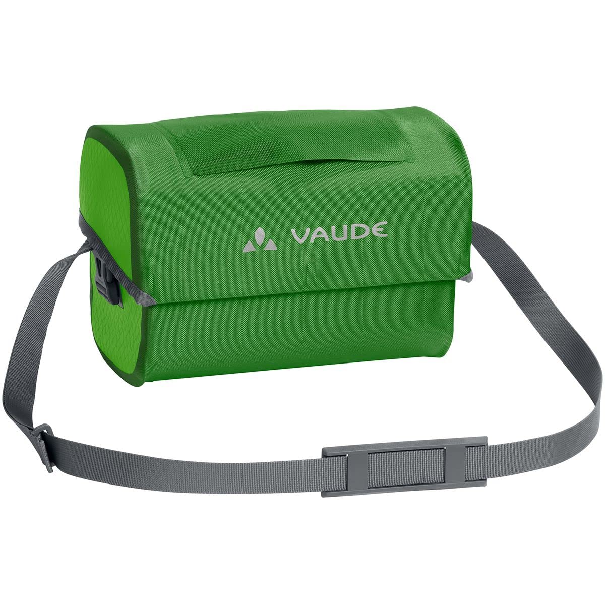 VAUDE Aqua Box Handlebar Bag - PVC-Free Tarpaulin Bike Bag with 6 Litre Storage Volume - Use as a Handlebar Bag or Travelbag with Removable Shoulder Strap - Parrot Green