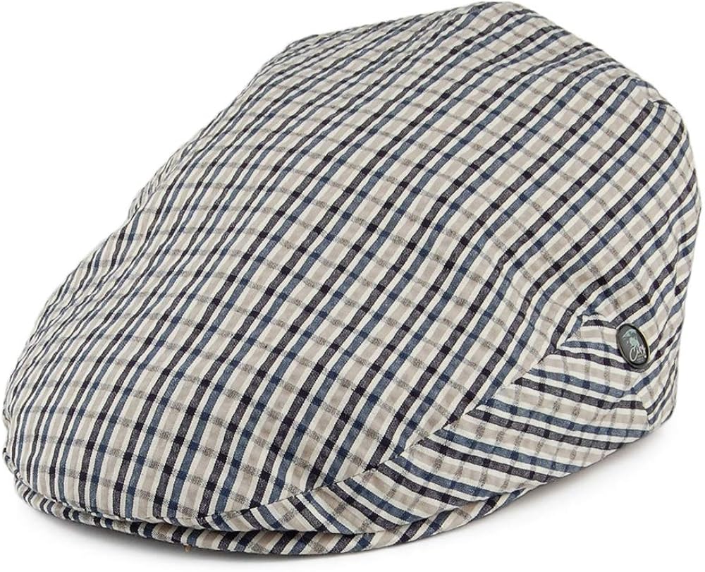 seersucker flat cap