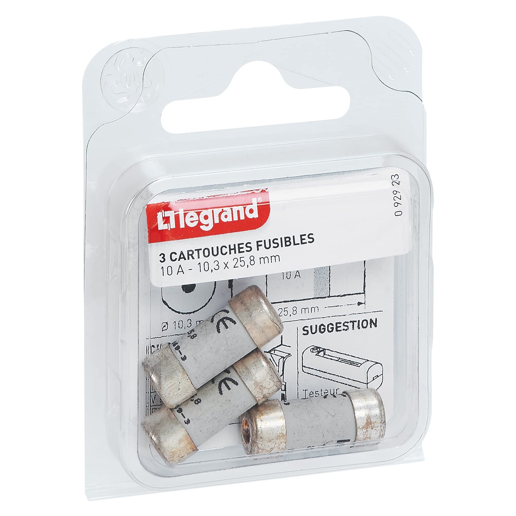 Legrand LEG92923 Cartridge Fuses 10 A / 10.3 x 25.8 mm/Set of 3