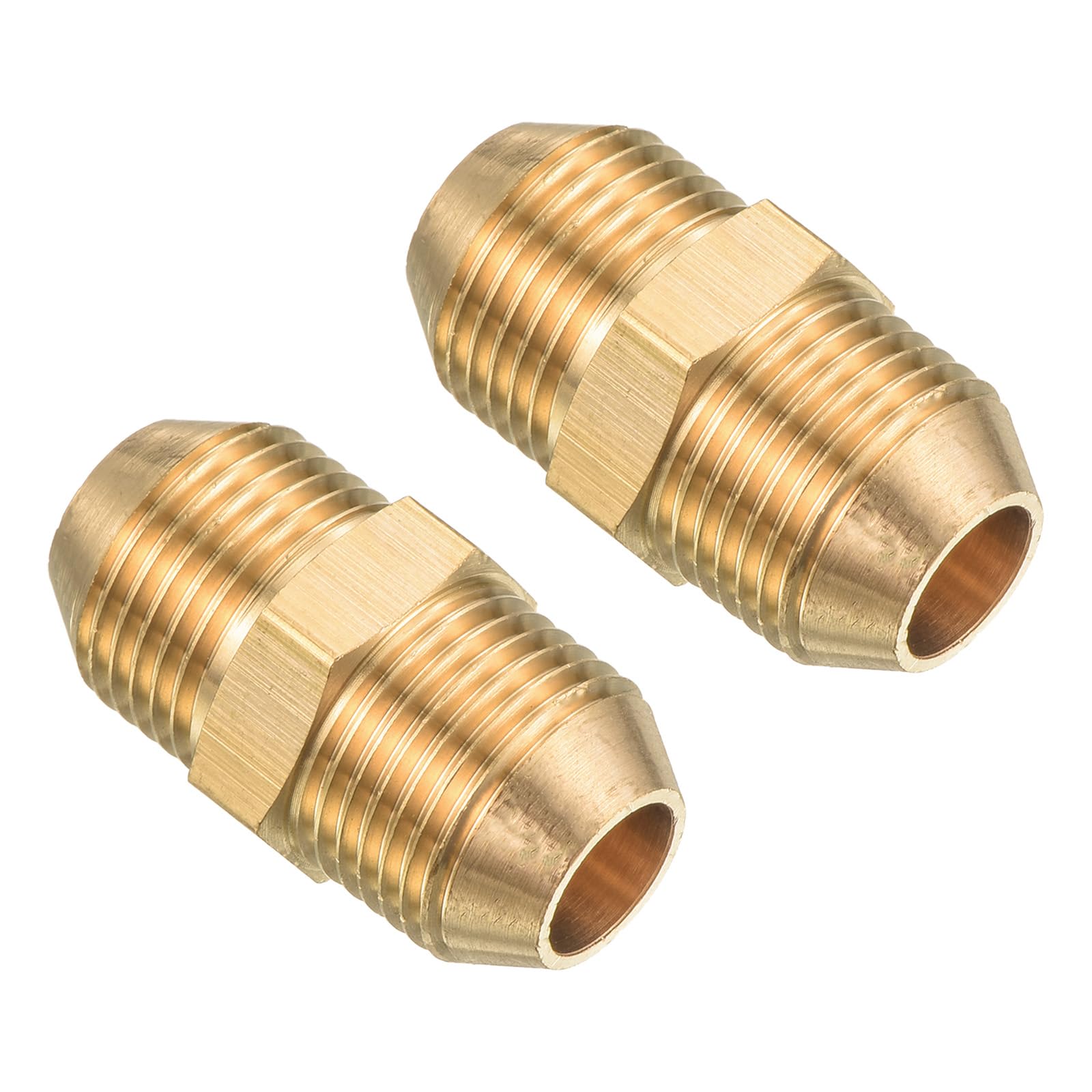 PATIKIL Pipe Fitting, 2 Pack M18 to M18 Male Thread Hex Extension Connector Adapter 1.38 Inch for Garden Water Pipes, Gold