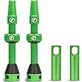 Thinvik Presta Tubeless Valve Stem 44/48/65/70/85mm,Super Light Alloy Presta Tubeless Valve Stem Kit for Tubeless Tires-2 Tubeless Valve Stem (with Aluminum Alloy Valve Cap) + Valve Core Removal Tool