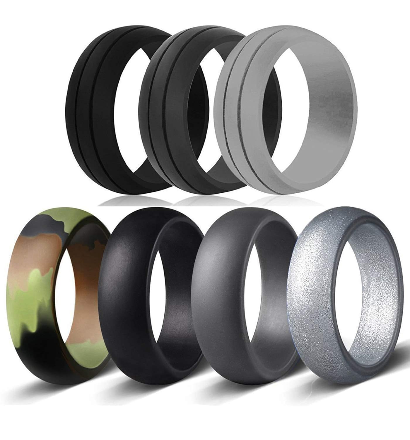 OKLICH Silicone Rings 7 Pack Men's Women's Wedding Band Flexible Work Safety Save Your Finger Rubber Rings OKLICH Silicone Rings 7 Pack Men's Women's Wedding Band Flexible Work Safety Save Your Finger Rubber Rings