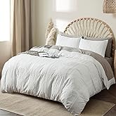 CozyLuna Duvet Cover Queen, 3PCS White Boho Duvet Cover Set, Geometric Pattern Tufted Bohemian Comforter Cover Jacquard Knit Textured Bedding Set with Zipper Closure
