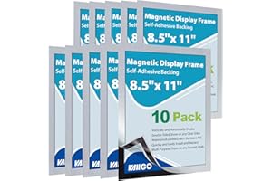 VAIIGO Magnetic Sign Holder 8.5 x 11-10Packs Self Adhesive Display Picture Frames with Strong Magnetic Frame and Clear PVC fo