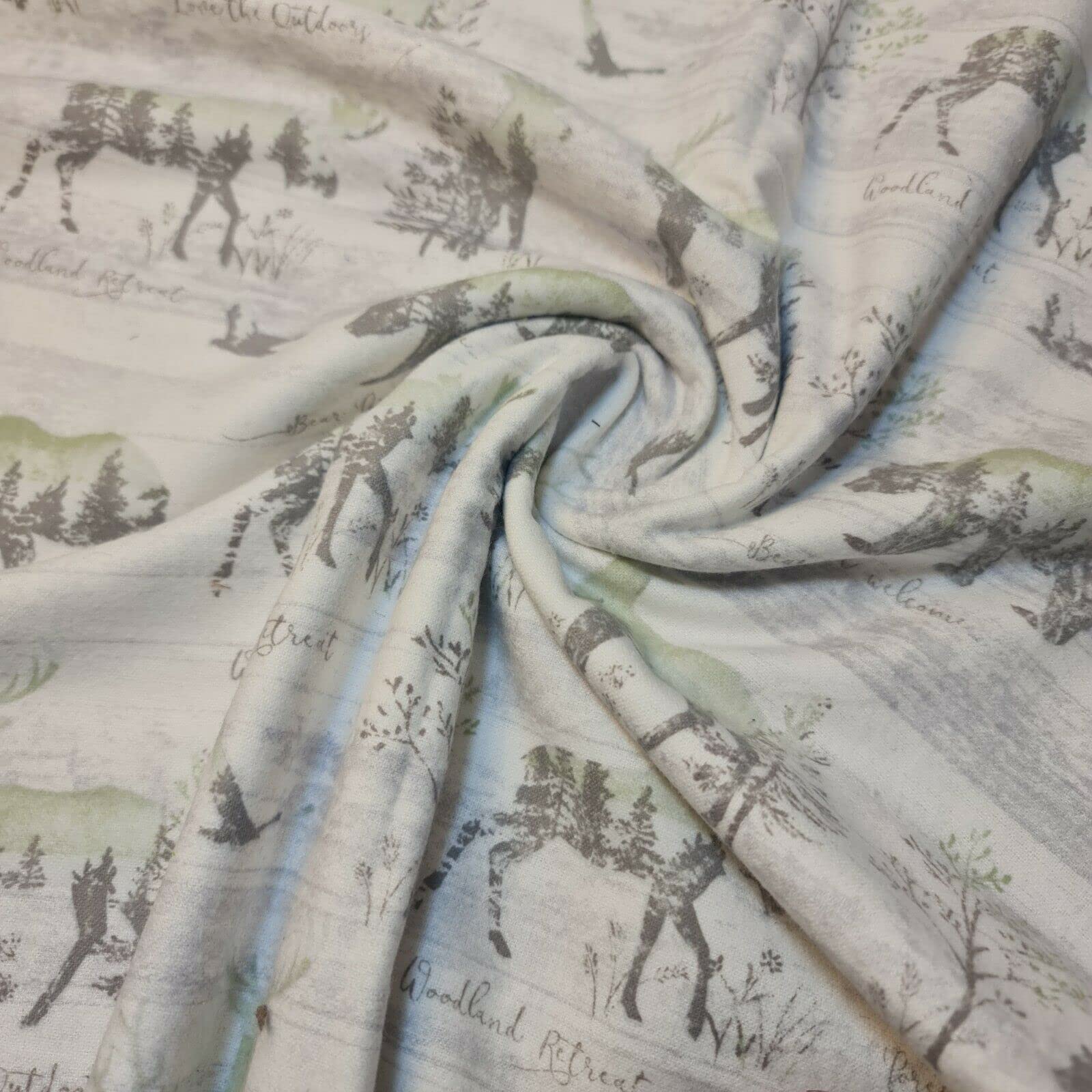 100% Brushed Cotton Flannel Fabric Tartan Winceyette Craft Dress Material 44'' - 112 cm Wide Sold As 1 Meter Pre - Cut Lengths (Woodland Retreat), (IN04)