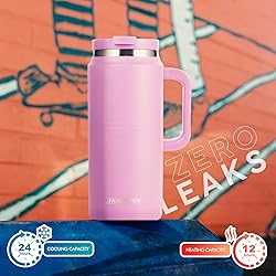 FAHRMOSIS 64 Oz Tumbler with Handle and Straw Half