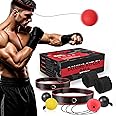 Boxing Reflex Ball Headband Set - Includes 4 Different Balls and 2 Adjustable Headbands for Beginner Proficiency Improvement, Great Boxing Equipment