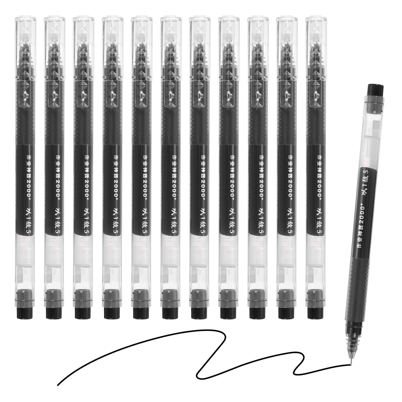 M&G Gel Pen Medium Point 0.5mm, 12 Pack Quick Dry Smooth Black Gel Ink Rollerball Pen for Home Office Writing Note Taking Journaling Business, Style 2