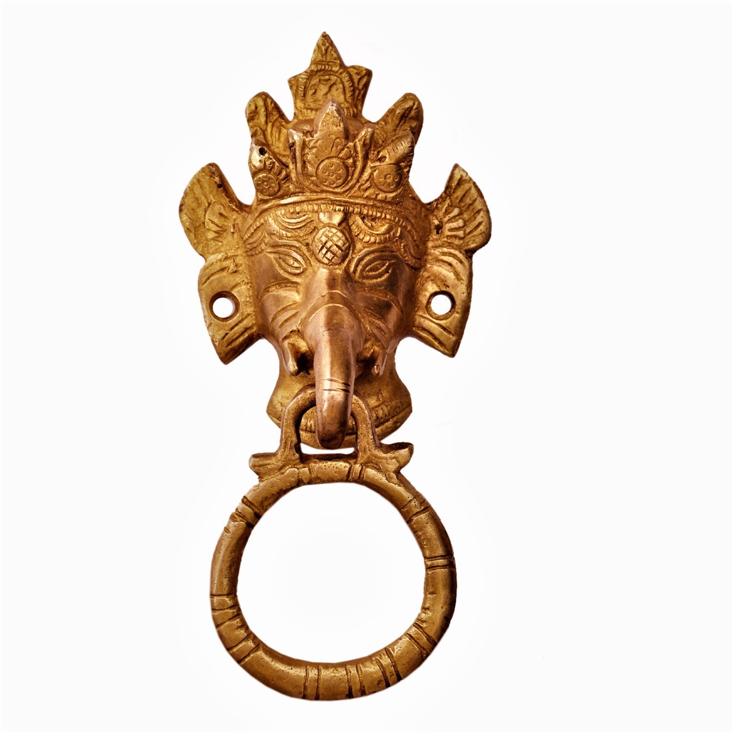 Purpledip Brass Metal Door Knocker Drawer Pull Ring Handle Knob: Ganesha (11383)