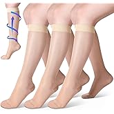 Shellwei 3 Pairs Sheer Compression Socks 20-30 Mmhg Knee High Compression Stockings Support Hose for Women