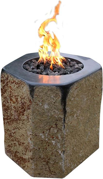 Kaminlicht Gas Feuerstelle Derby Aus Basalt Naturstein Garten Terrasse Amazon De Garten