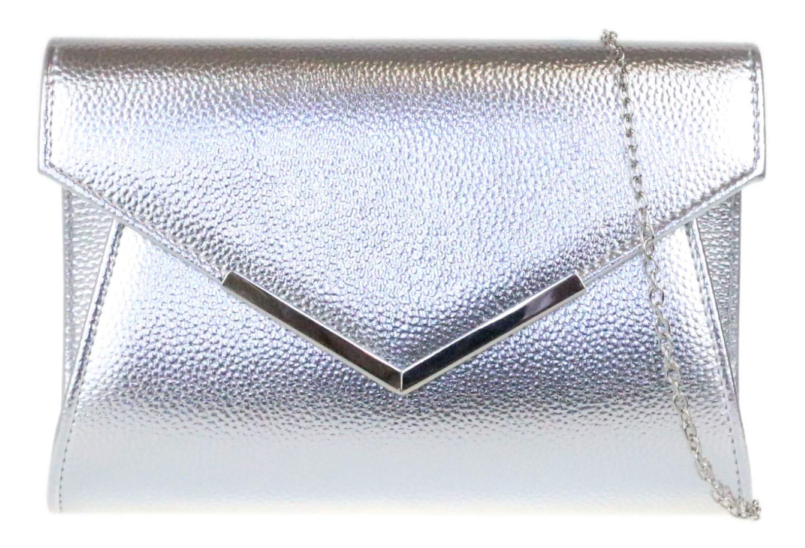 Girly Handbags Womens Metallic Frame Clutch Bag - Silver