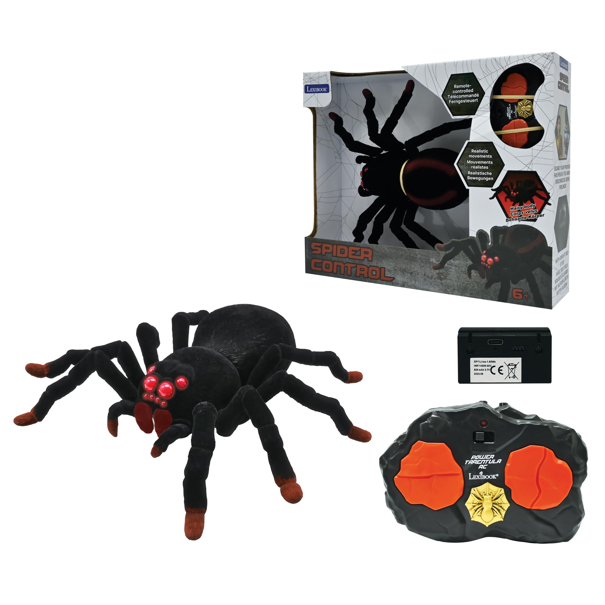 LEXIBOOK, Realistic remote controlled Tarantula/Spider, 8 hairy legs, 2 mandibles, light effects in the eyes, remote control included, SPIDER01 — image 1