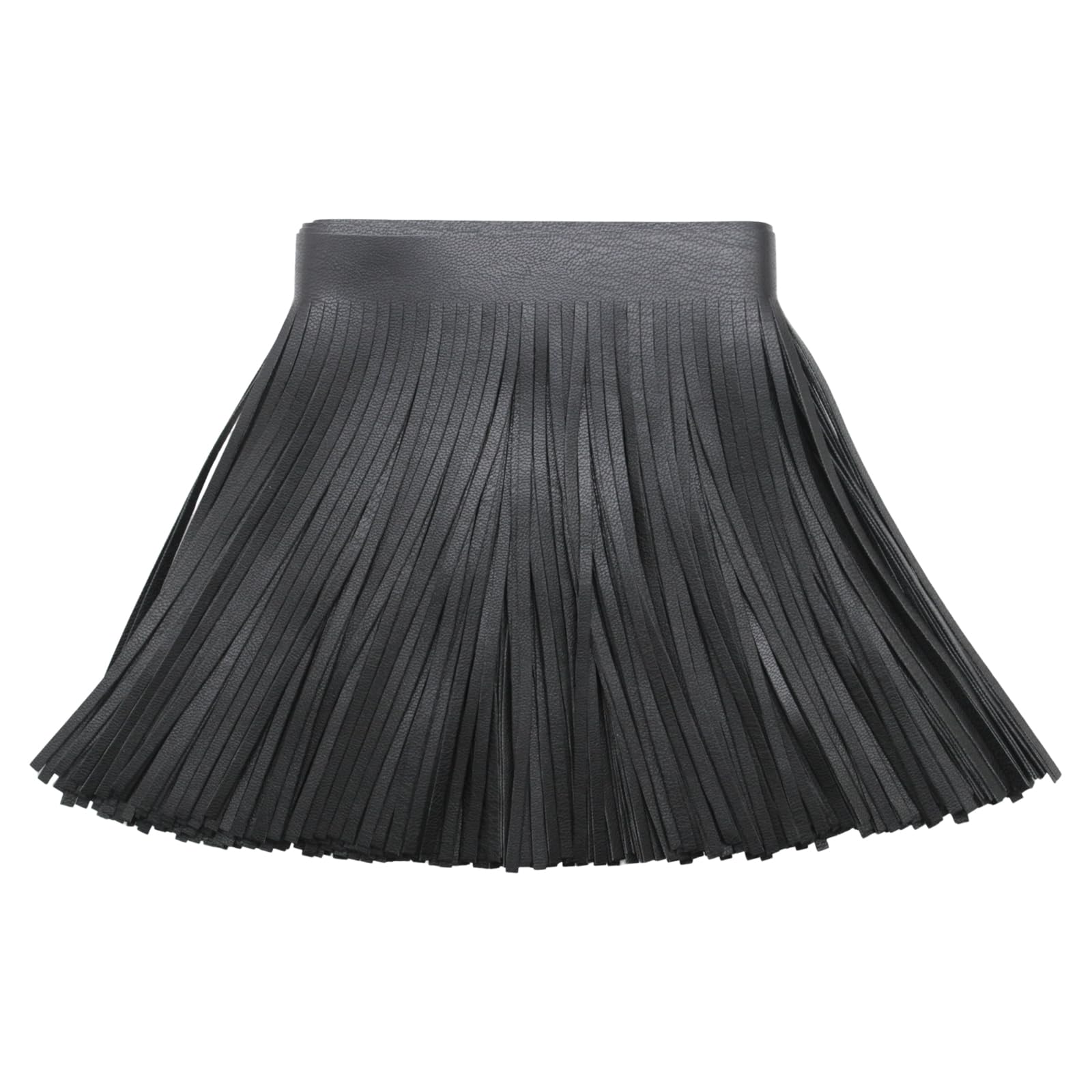 Yalulu 2 Metres Leather Tassel Cut Fringe Trim Fringe Skirt Dress Bag Fringe Ribbon DIY Hem Dress Garment Apparel Decorative Ribbon (Black)