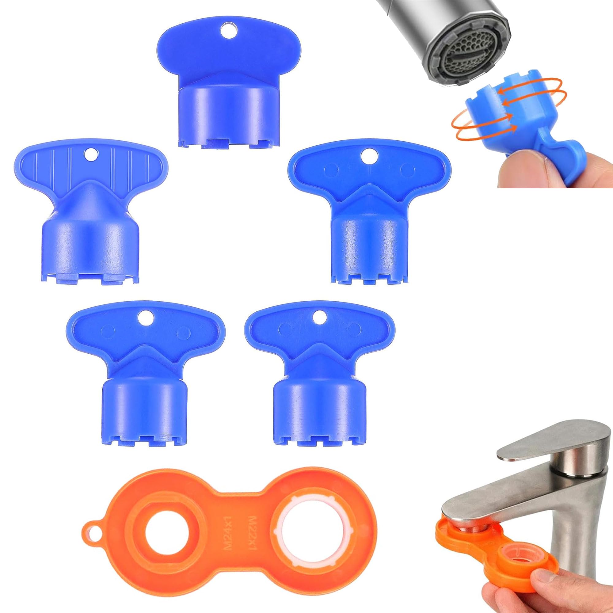 Hayaww 6 Faucet Aerator Key Tools Faucet Aerators Cover, Keys Cover Aerator Faucet Aerator, Water Saving Tap Aerator for Kitchen Sink, Bathroom Sink