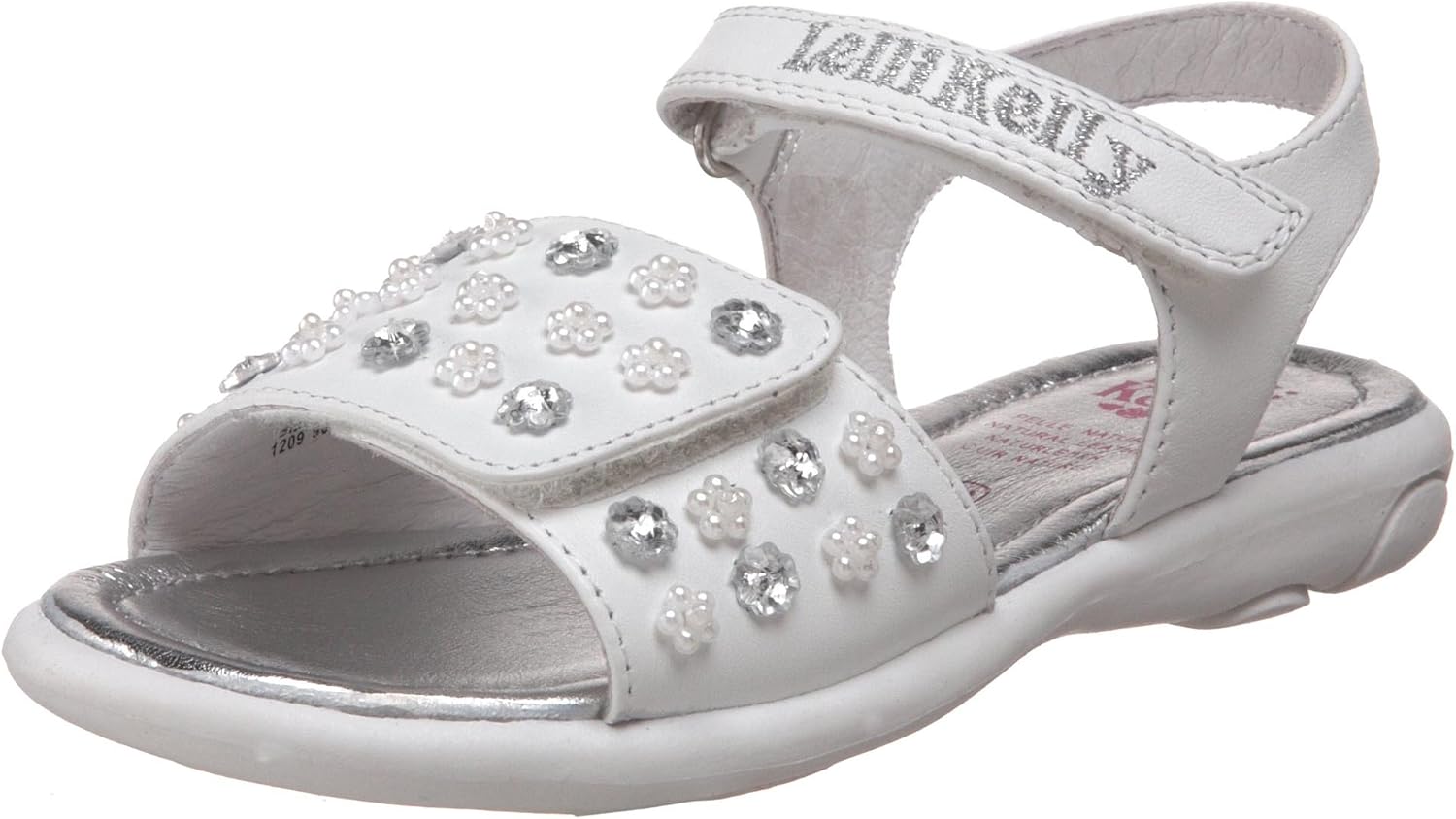Amazon.com | Lelli Kelly Toddler Bucaneve Beaded Sandal, White, 22 EU (6 M US Toddler) | Sandals