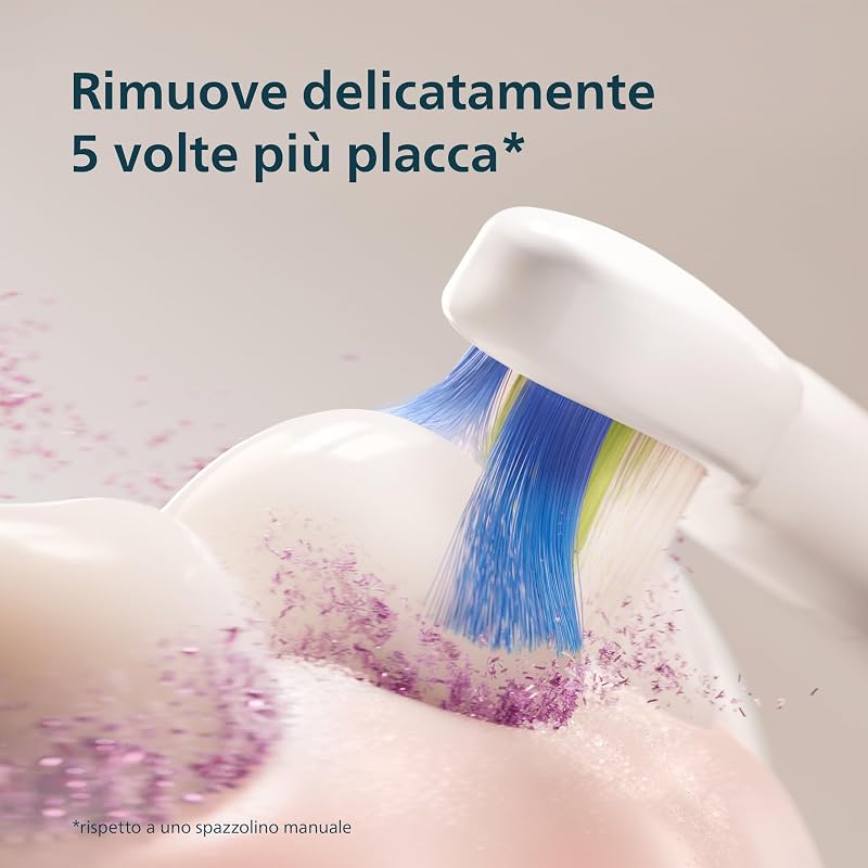 Sonicare Serie 3100 - Spazzolino elettrico sonico, Sensore di pressione, 3 intensità, EasyStart, SmarTimer, autonomia 14 giorni, custodia, bianco, confezione da 2, HX4072/41, [Nuovo]