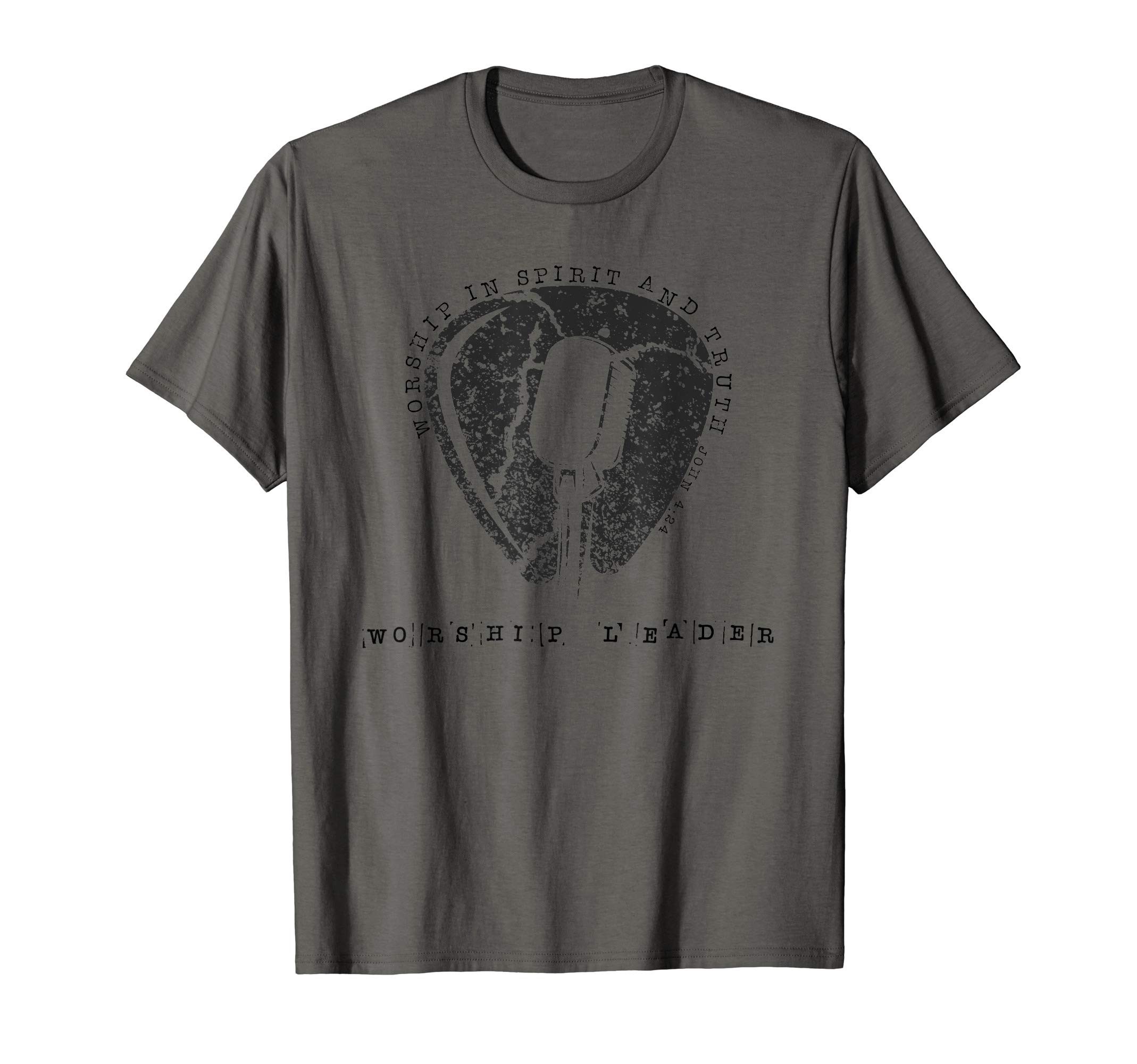Worship Leader Christian Guitar Pick and Microphone Distress T-Shirt