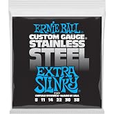 Ernie Ball Extra Slinky Stainless Steel Electric Guitar Strings, 8-38 Gauge (P02249)