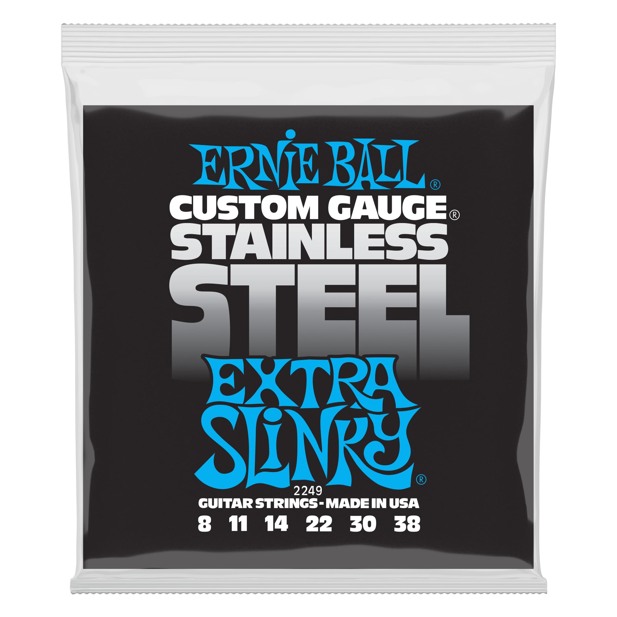 Ernie Ball Extra Slinky Stainless Steel Wound Electric Guitar Strings - 8-38 Gauge