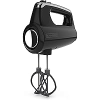 BLACK+DECKER MX600B Helix Performance Premium 5-Speed Hand Mixer, 5 Attachments + Case, Black