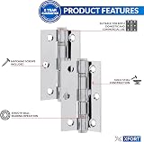XFORT 3 inch Polished Chrome Ball Bearing Hinges, 1.5 Pairs, 40 kg view 3