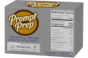 Prompt Prep Philadelphia Original Cream Cheese Pouches – 50 Pack | Fresh & Creamy Spread for Bagels, Baking & Cooking (50)