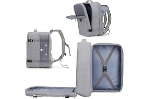 Coowoz Large Travel Backpack for Women and Men, Grey, Waterproof, Carry On, Hiking, Expanded Version, 15.6 Inch Laptop with USB Charging Port, Anti-Theft, 1.56KG