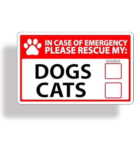 Pegatina De Rescate De Mascotas ‘Emergency Pet Rescue’ (Vinilo 3M) – Aviso Para Bomberos: Perros Y Gatos En Casa