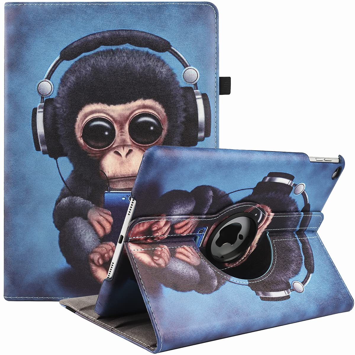 Case for iPad Air 2/Air 1/iPad 9.7" 5th/6th Generation (2017/2018) - 360 Degree Rotating Multi-Angle Viewing Folio Stand Cases with Auto Sleep/Wake (Headset Monkey)